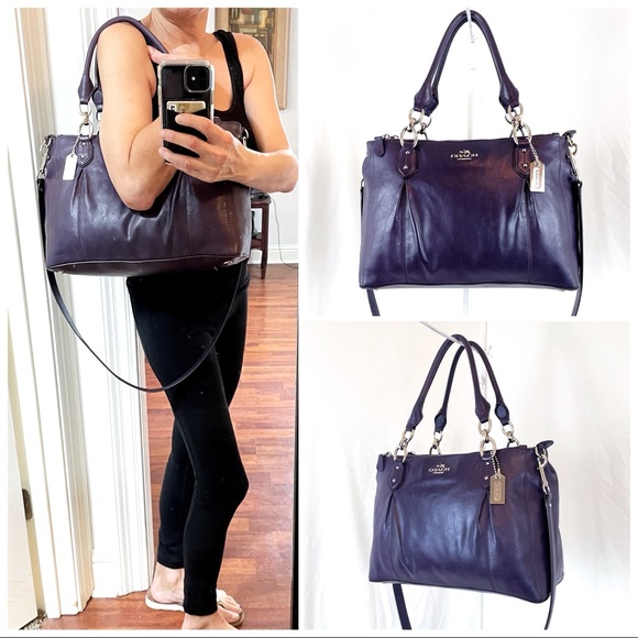 Coach Handbags - Coach Dark Violet Leather Colette Satchel Shoulder Bag Coach Style #F33447